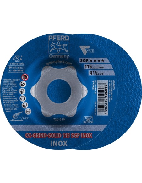 DISCO ABRASIVO CC-GRIND-SOLID SGP INOX PARA ACERO INOXIDABLE